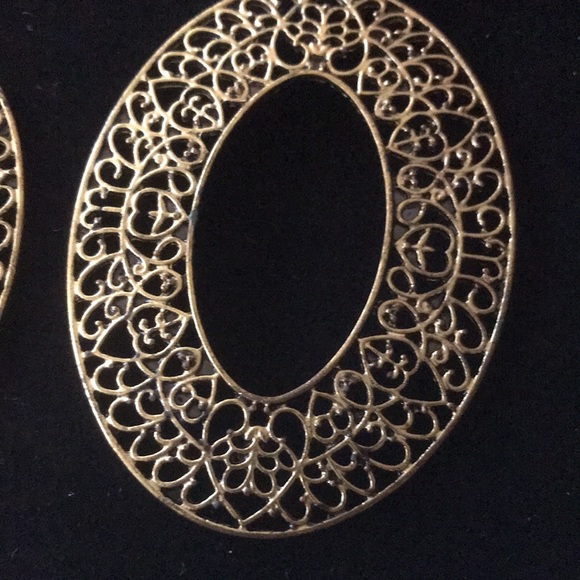 Oval Metal Earrings-Large - Picture 2 of 7